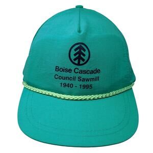 Boise Cascade Council Sawmill 1940-1995 Snapback Hat Green OS Rope KC Vintage